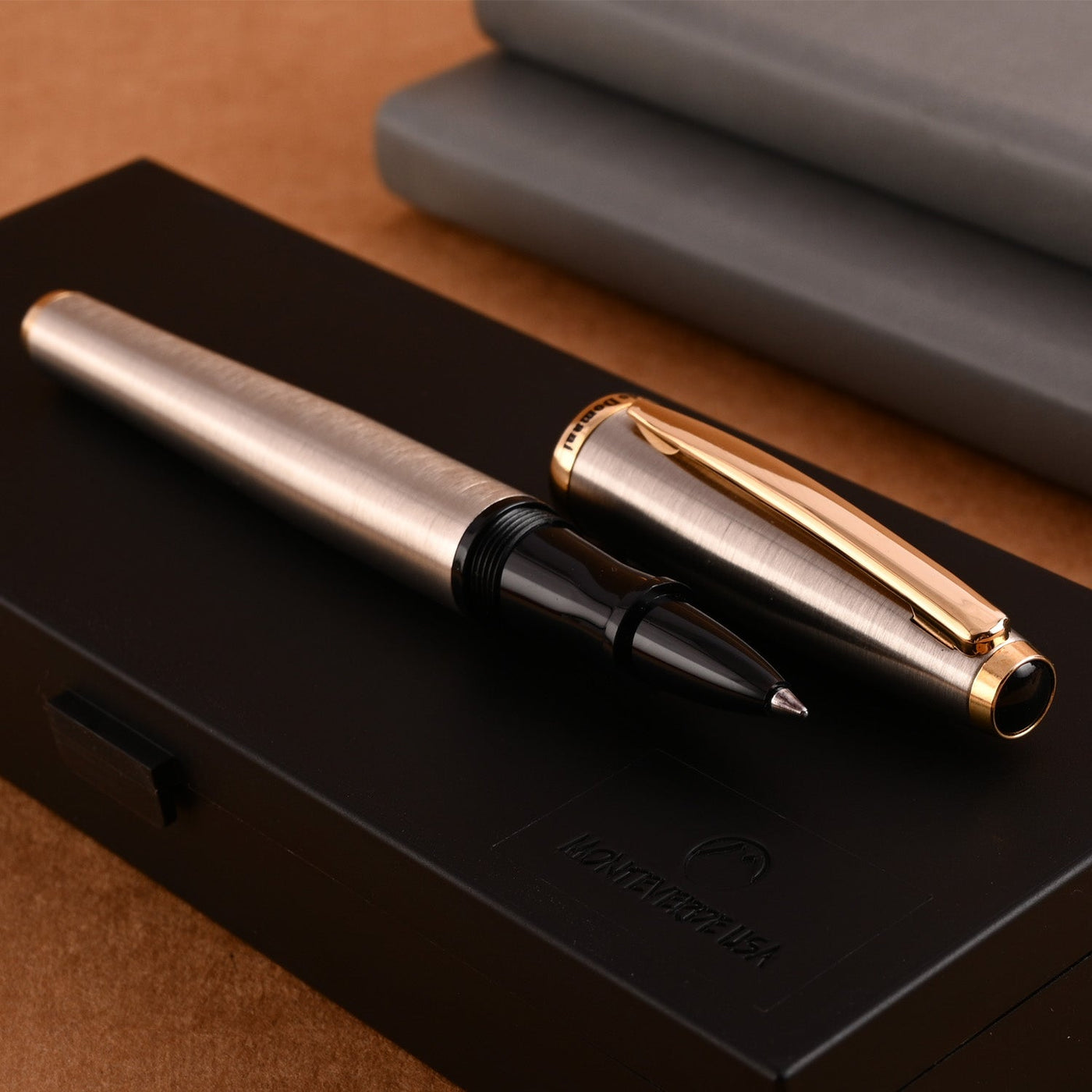 Monteverde Aldo Domani Roller Ball Pen - Brushed Steel GT - penpencilink