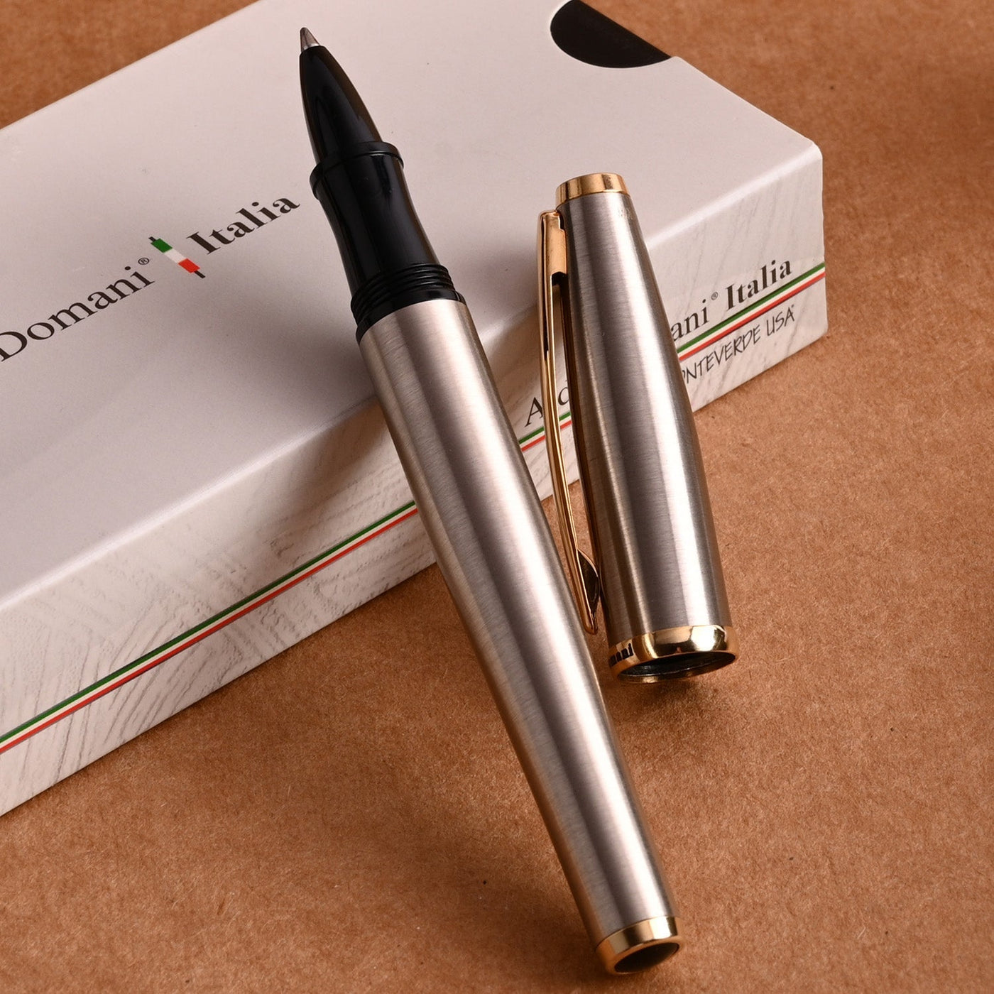 Monteverde Aldo Domani Roller Ball Pen - Brushed Steel GT - penpencilink