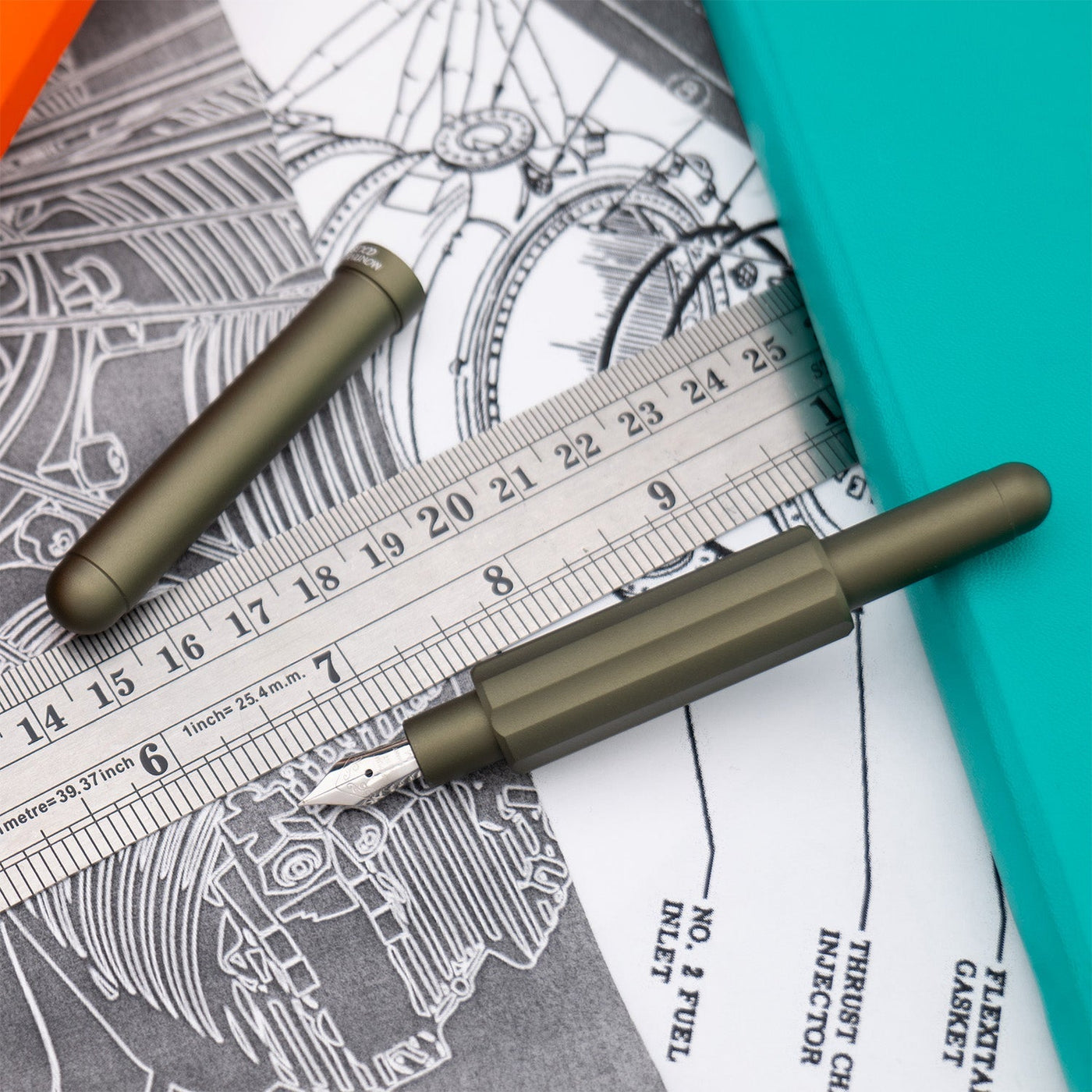 Monteverde Axis Fountain Pen - Matte Olive - penpencilink