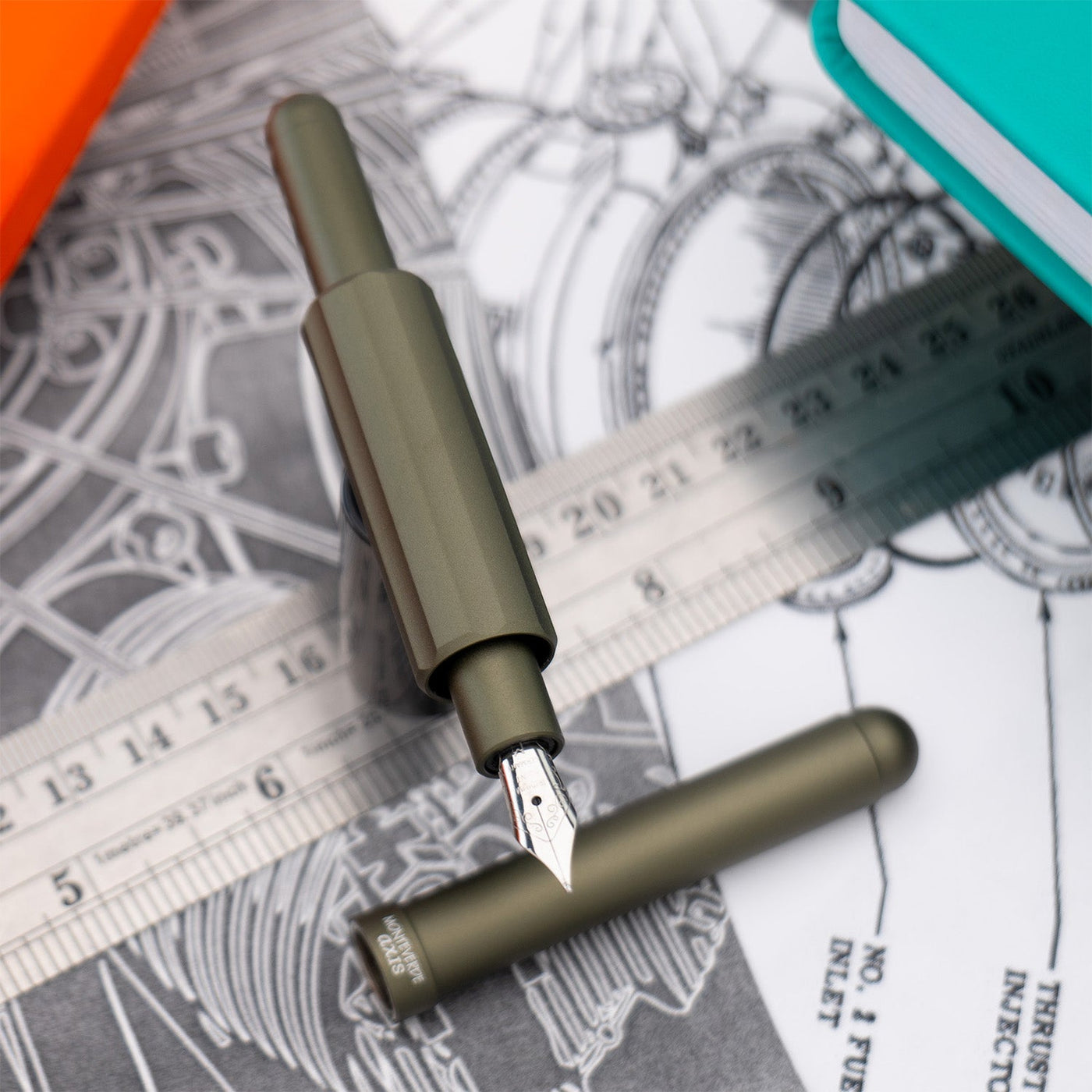 Monteverde Axis Fountain Pen - Matte Olive - penpencilink