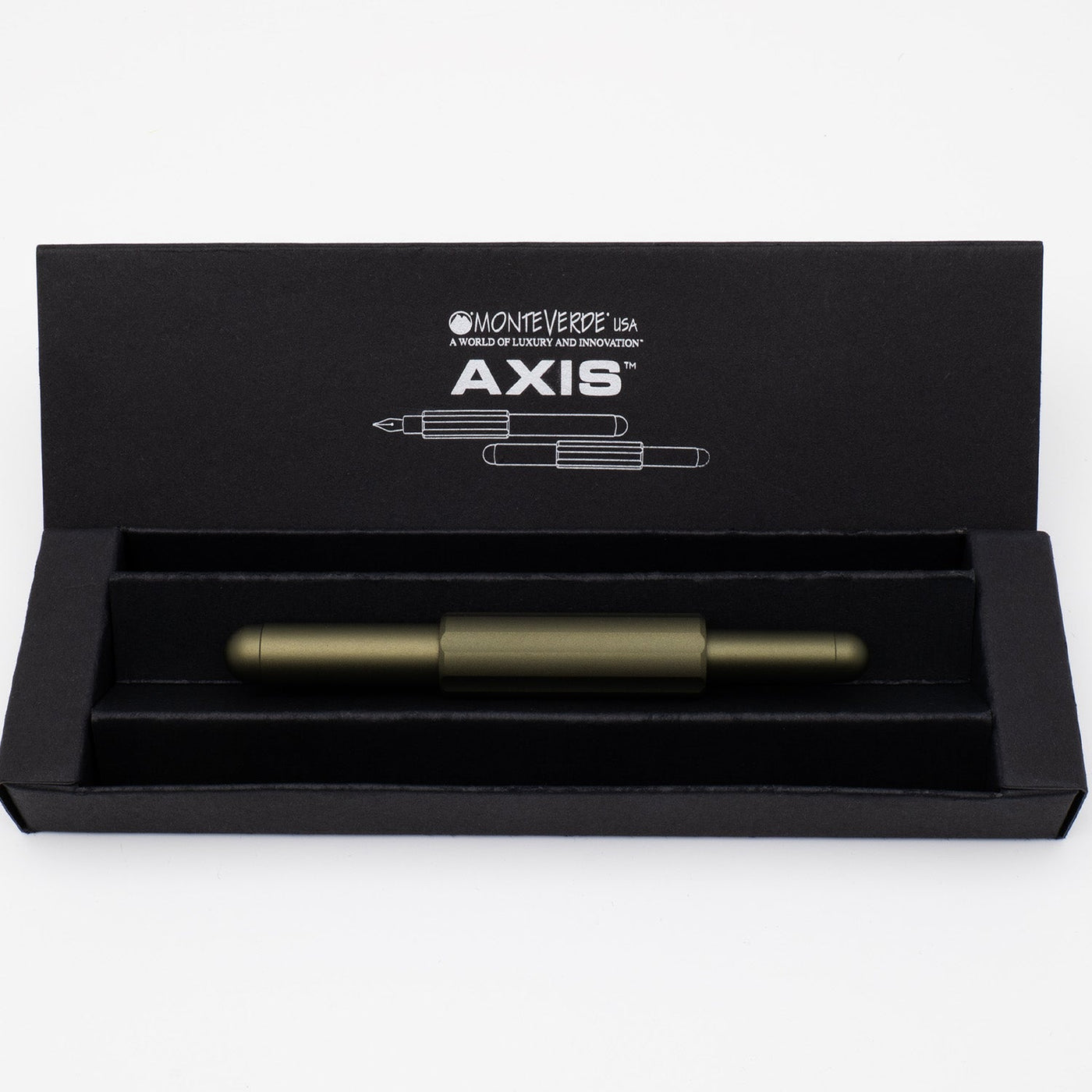 Monteverde Axis Fountain Pen - Matte Olive - penpencilink