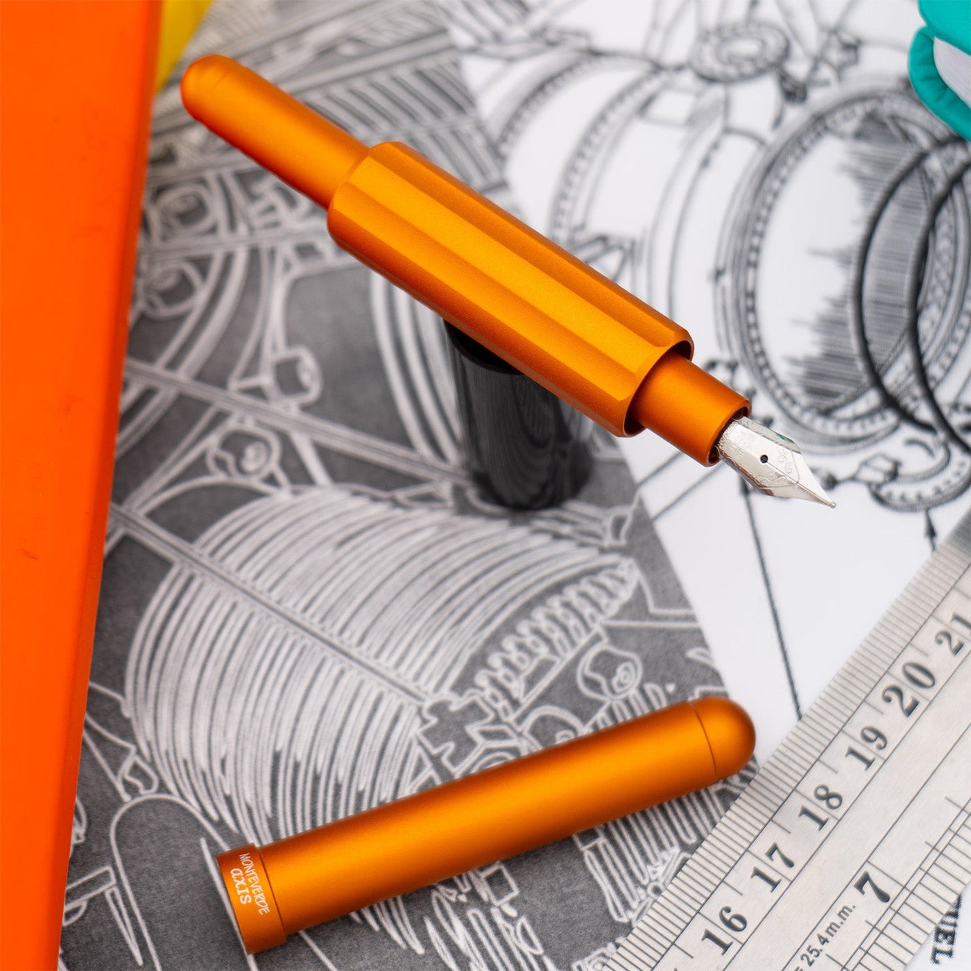 Monteverde Axis Fountain Pen - Matte Orange - penpencilink