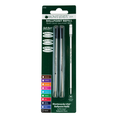 Monteverde Ball Pen Refill for Cross - Medium - Black - Pack of 2 - penpencilink
