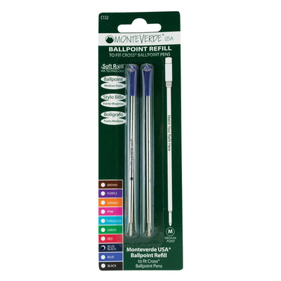 Monteverde Ball Pen Refill for Cross - Medium - Blue Black - Pack of 2 - penpencilink