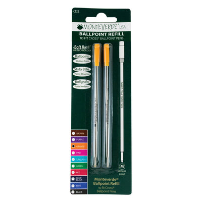 Monteverde Ball Pen Refill for Cross - Medium - Orange - Pack of 2 - penpencilink