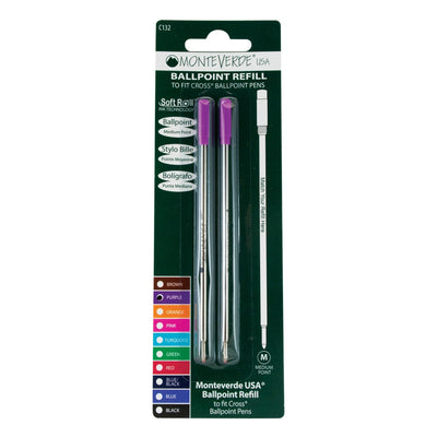 Monteverde Ball Pen Refill for Cross - Medium - Purple - Pack of 2 - penpencilink