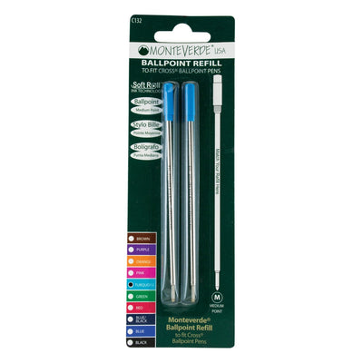 Monteverde Ball Pen Refill for Cross - Medium - Turquoise - Pack of 2 - penpencilink