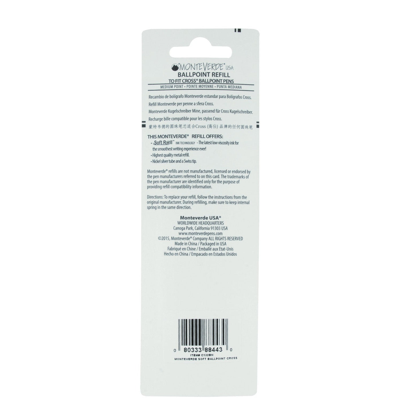 Monteverde Ball Pen Refill for Cross - Medium - Turquoise - Pack of 2 - penpencilink