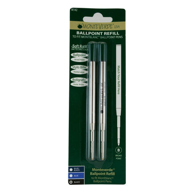 Monteverde Ball Pen Refill for Montblanc - Broad - Black - Pack of 2 - penpencilink