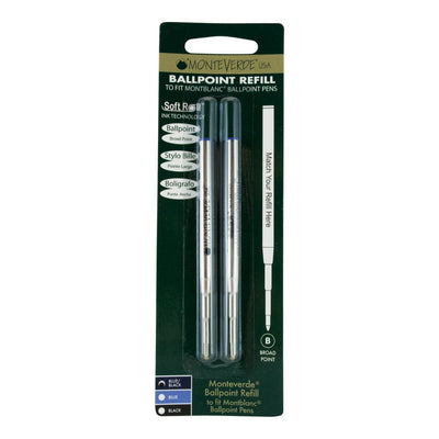 Monteverde Ball Pen Refill for Montblanc - Broad - Blue Black - Pack of 2 - penpencilink