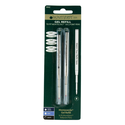 Monteverde Ceramic Gel Ball Pen Refill for Montblanc - Broad - Black - Pack of 2 - penpencilink
