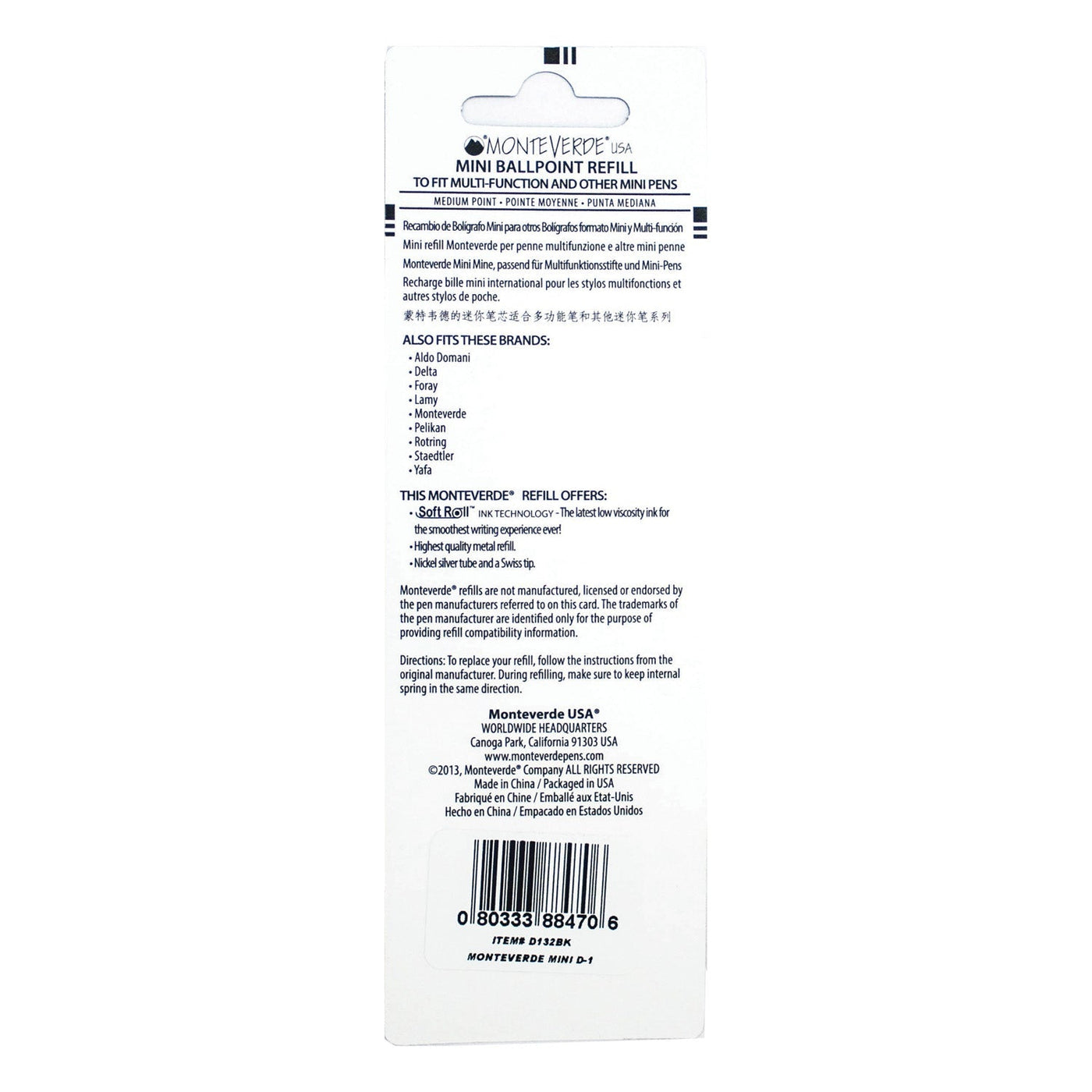 Monteverde Mini Ball Pen Refill for Multi Pen - Medium - Orange - Pack of 4 - penpencilink