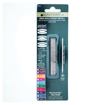 Monteverde Mini Ball Pen Refill for Multi Pen - Medium - Red - Pack of 4 - penpencilink