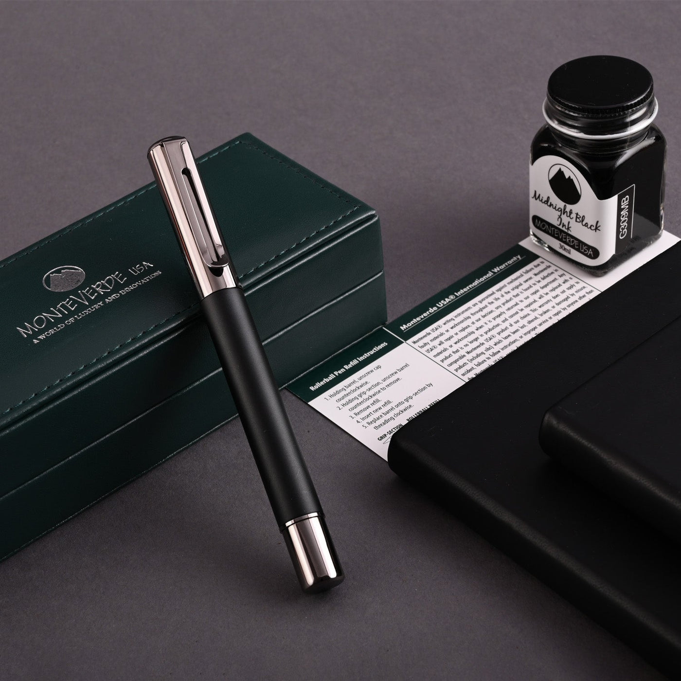 Monteverde Ritma Roller Ball Pen - Black - penpencilink