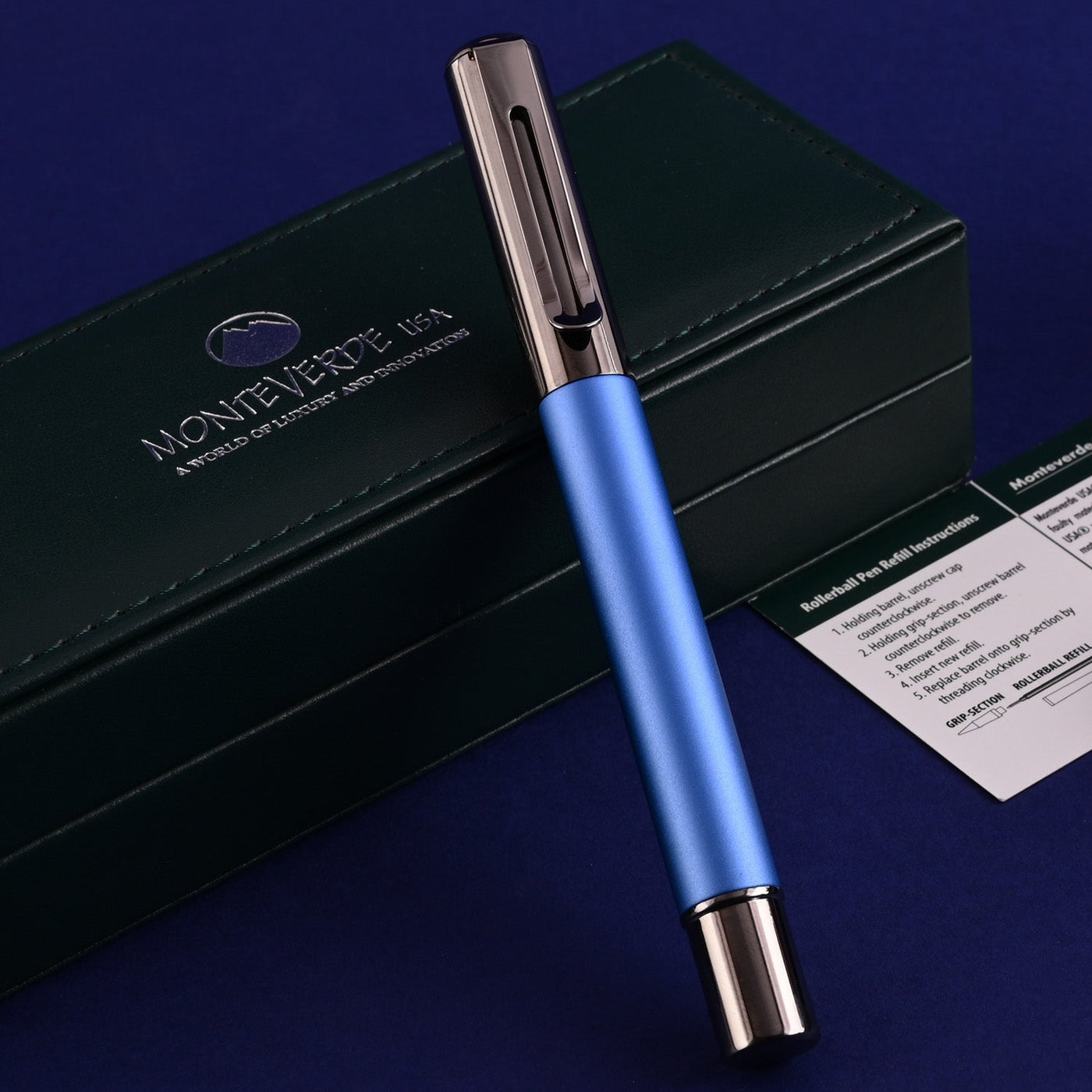 Monteverde Ritma Roller Ball Pen - Blue - penpencilink