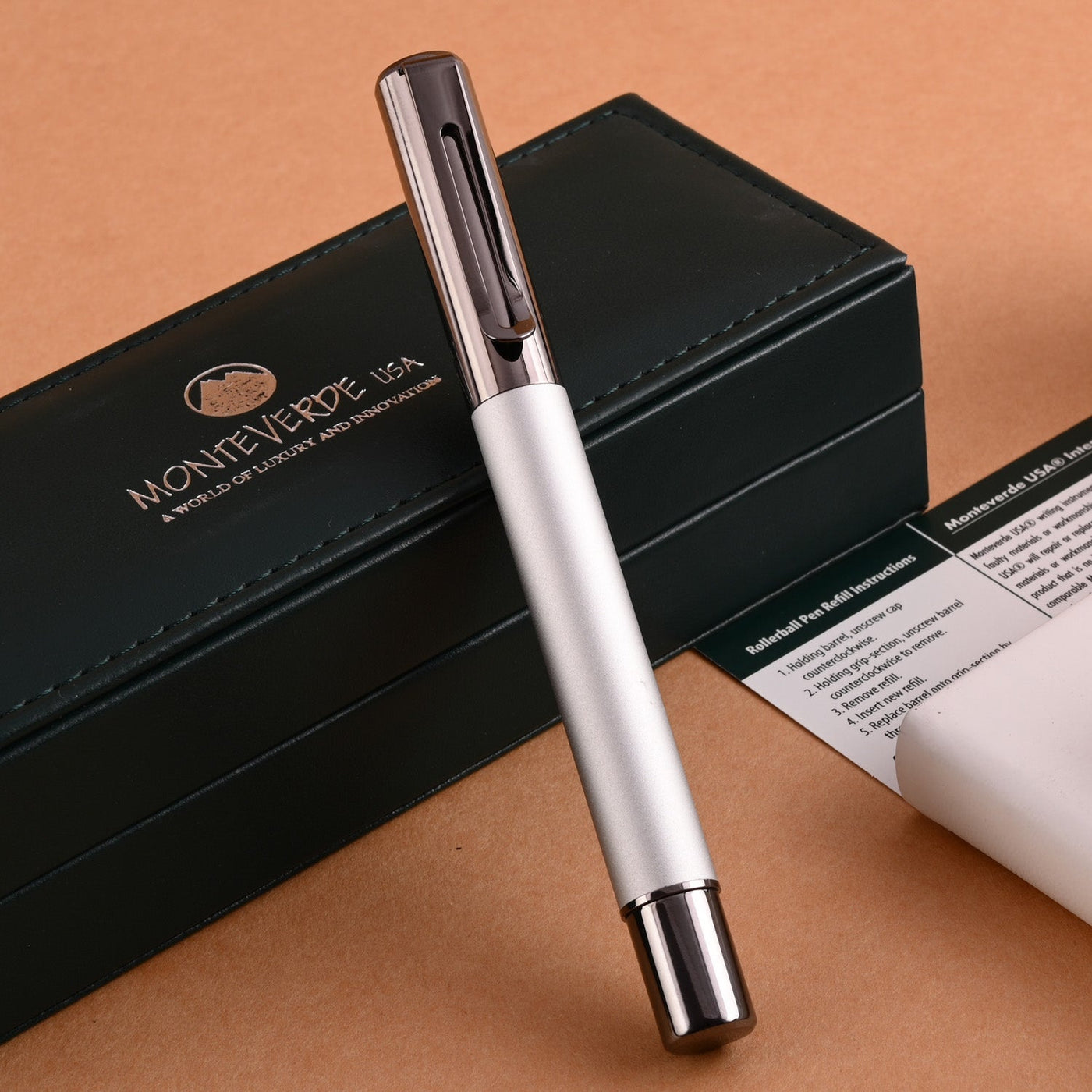Monteverde Ritma Roller Ball Pen - Silver - penpencilink