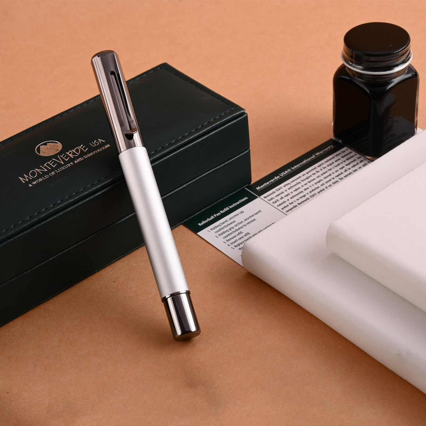 Monteverde Ritma Roller Ball Pen - Silver - penpencilink