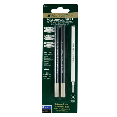 Monteverde Roller Ball Pen Refill - Broad - Black - Pack of 2 - penpencilink