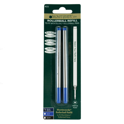 Monteverde Roller Ball Pen Refill for Montblanc - Medium - Blue Black - Pack of 2 - penpencilink