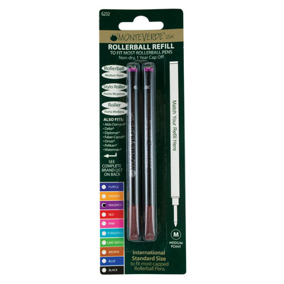 Monteverde Roller Ball Pen Refill - Medium - Magenta - Pack of 2 - penpencilink