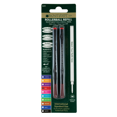 Monteverde Roller Ball Pen Refill - Medium - Red - Pack of 2 - penpencilink
