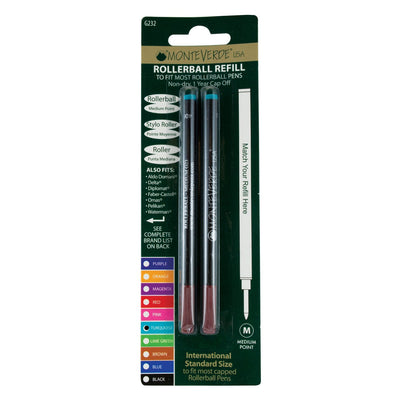 Monteverde Roller Ball Pen Refill - Medium - Turquoise - Pack of 2 - penpencilink