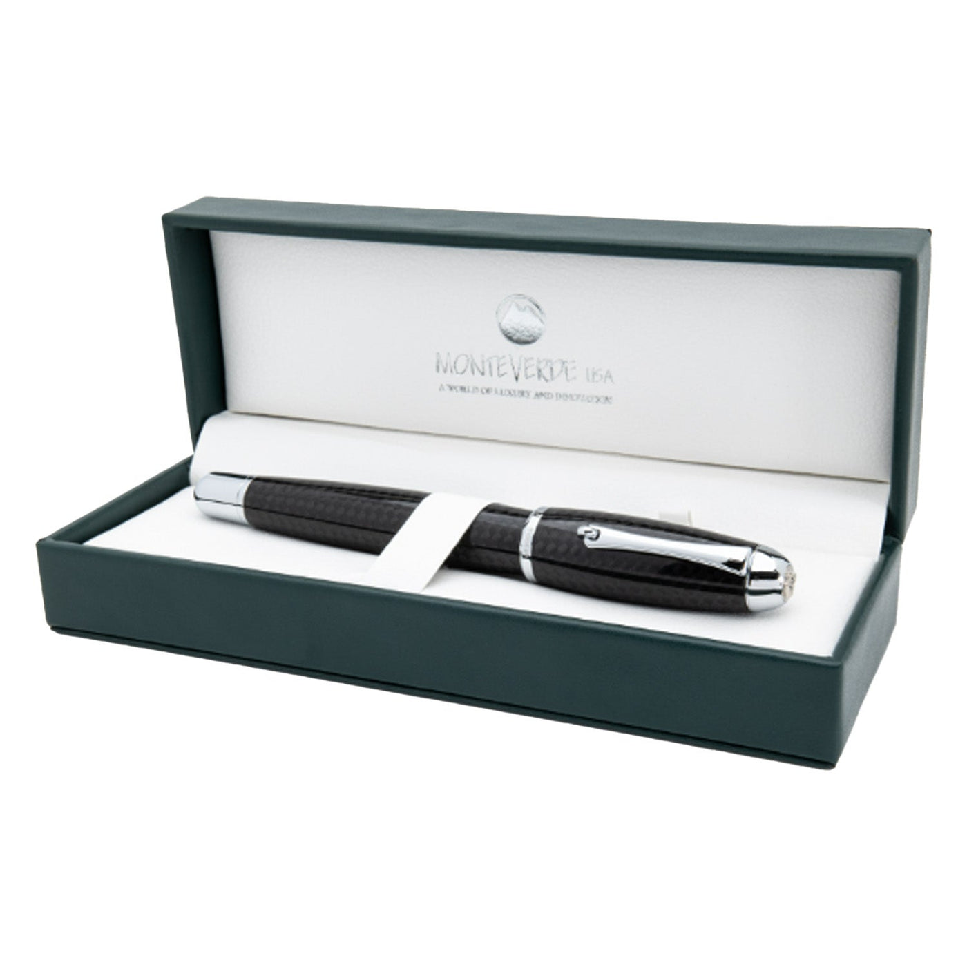 Monteverde Super Mega Carbon Fibre Fountain Pen - Black CT - penpencilink