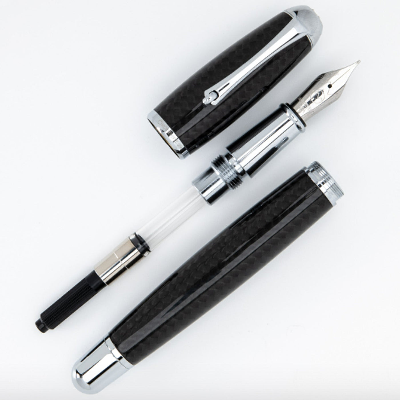 Monteverde Super Mega Carbon Fibre Fountain Pen - Black CT - penpencilink