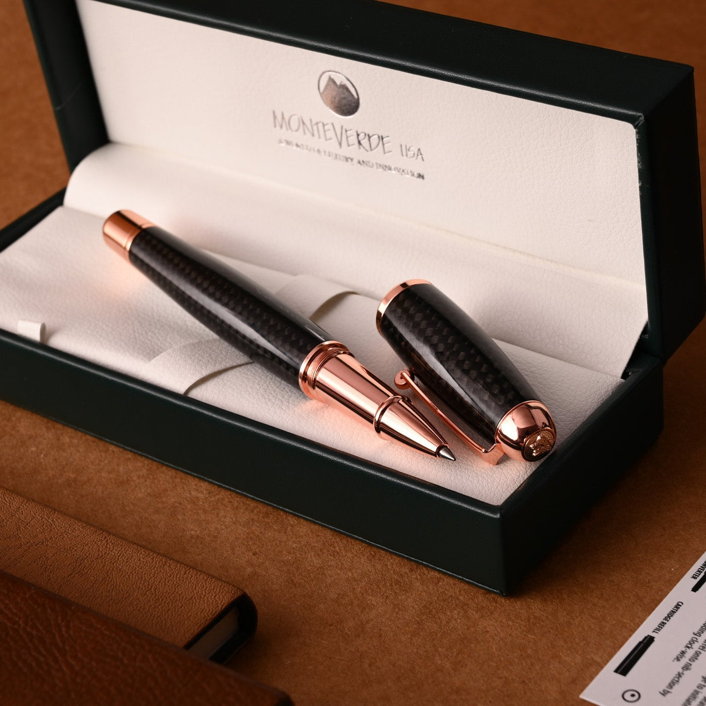 Monteverde Super Mega Carbon Fibre Roller Ball Pen - Black RGT - penpencilink