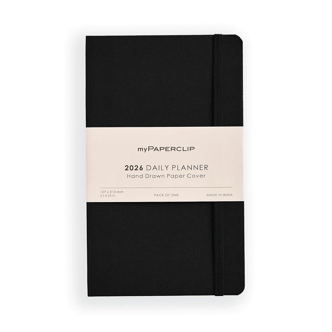 myPAPERCLIP 2026 Daily Planner M1 | Medium Size | Black | Soft Cover | 384 Pages, 80 GSM | Black - penpencilink