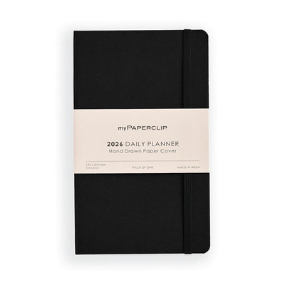 myPAPERCLIP 2026 Daily Planner M1 | Medium Size | Black | Soft Cover | 384 Pages, 80 GSM | Black - penpencilink