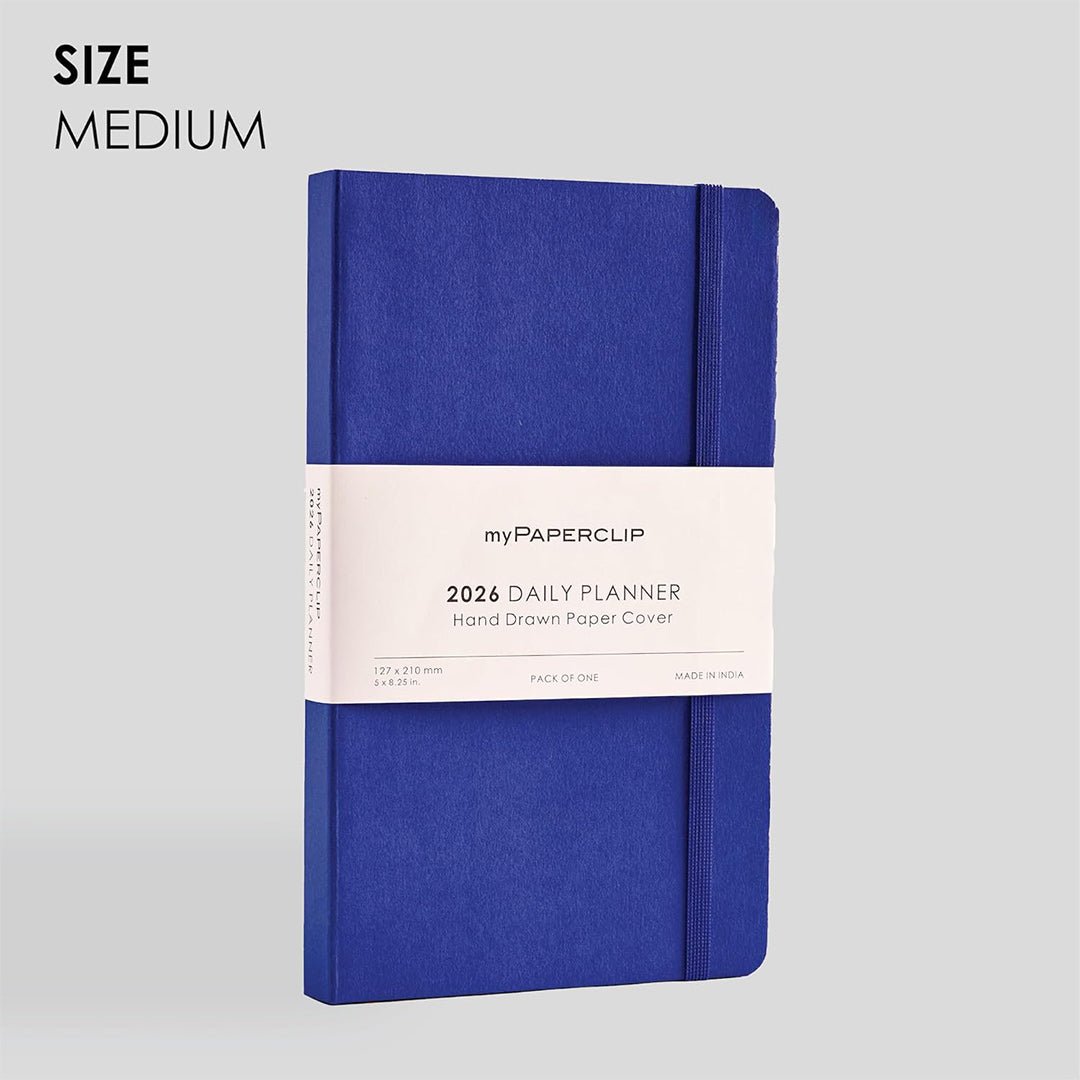 myPAPERCLIP 2026 Daily Planner M1 | Medium Size | BlueBerry |Soft Cover | 384 Pages, 80 GSM | Blue - Berry - penpencilink