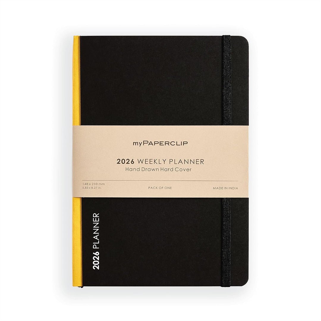 myPAPERCLIP 2026 Weekly Planner | A5 Size | Hard Cover | 192 Pages, 80 GSM | Yellow - penpencilink