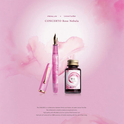 Penlux | Fountain Pen | Concerto | Rose Nebula | Rose Gold Trim - penpencilink