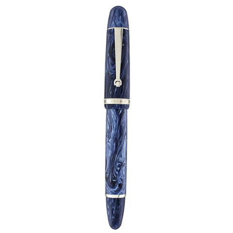 Penlux Masterpiece Grande Fountain Ink Pen | Steel Nib | Blue Wave Body | Piston Filling | Oversize Pen with No. 6 Jowo Nibs
