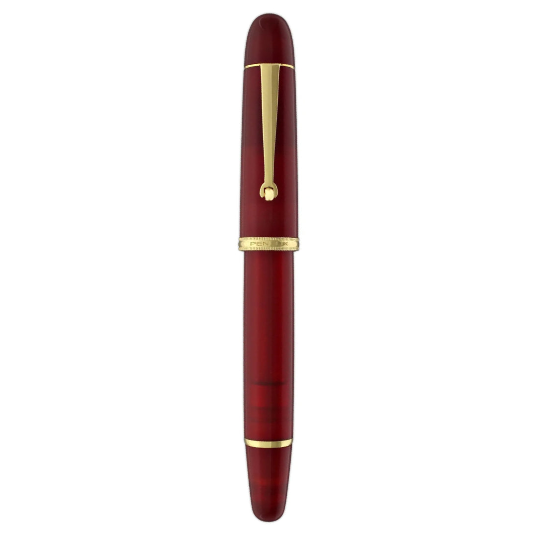 Penlux Masterpiece Grande Great Natural Fountain Ink Pen | Daybreak (Red) Body | Piston Filling | Stainless Steel No. 6 Jowo Nibs