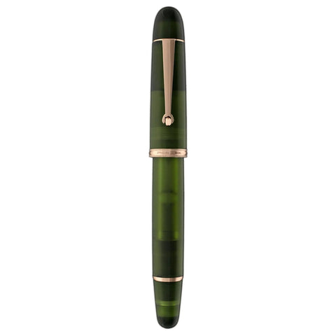 Penlux Masterpiece Grande  Great Natural Fountain Ink Pen | Rain Forest (Green) Body | Piston Filling | Stainless Steel No. 6 Jowo Nibs