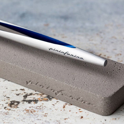 Pininfarina | Aero Blue Pencil | Ethergraf® metal alloy tip  | Raw Concrete Desk Stand