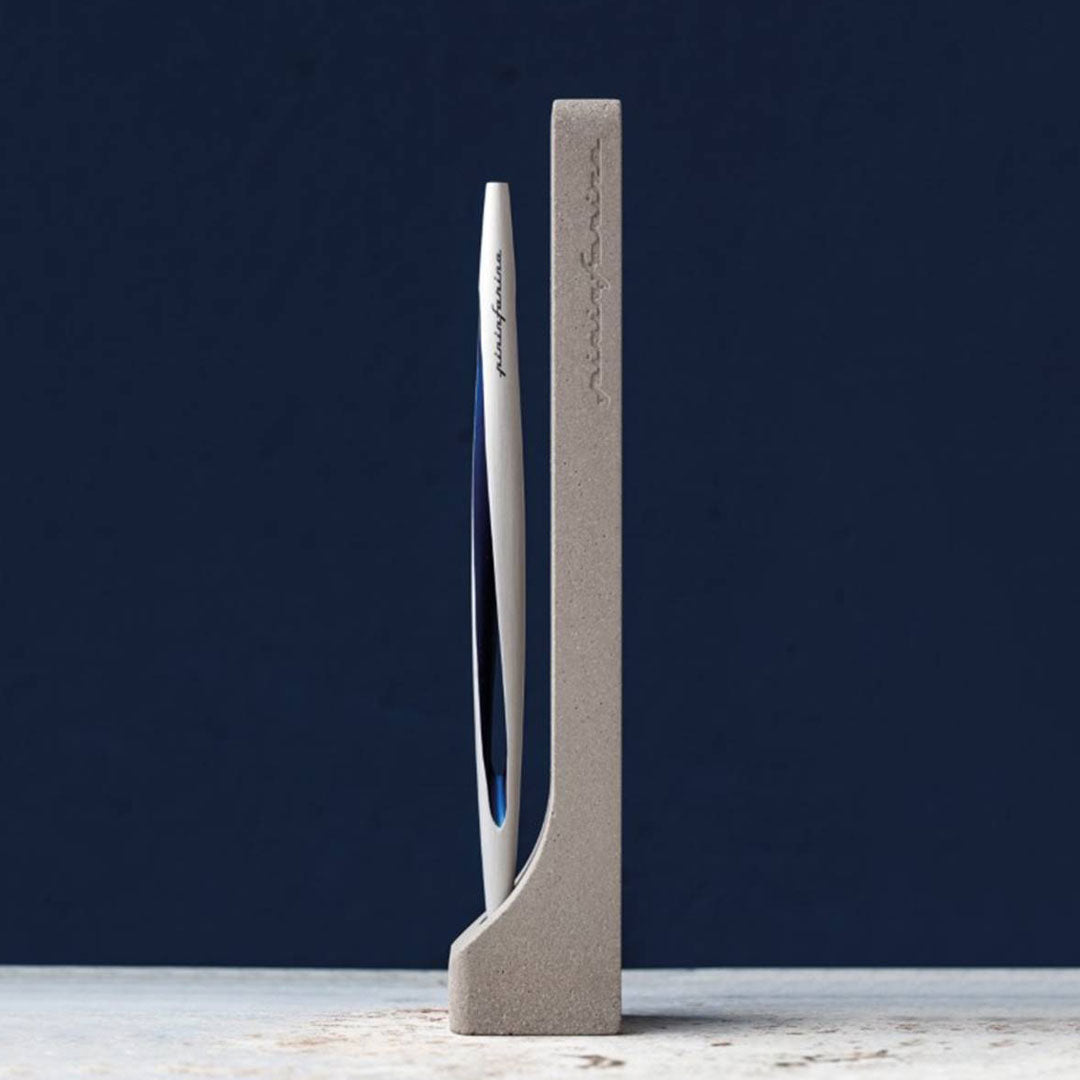 Pininfarina | Aero Blue Pencil | Ethergraf® metal alloy tip  | Raw Concrete Desk Stand