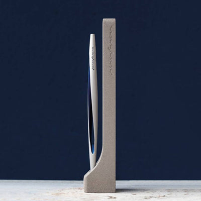 Pininfarina | Aero Blue Pencil | Ethergraf® metal alloy tip  | Raw Concrete Desk Stand