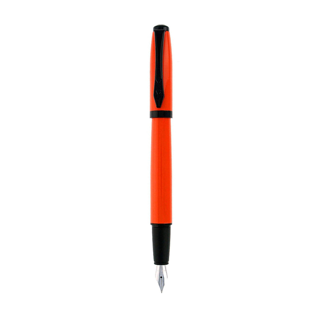 Platignum Studio Orange Fountain Pen, Stainless Steel Medium Nib, Black - Blue Cartridge - Converter - 50313