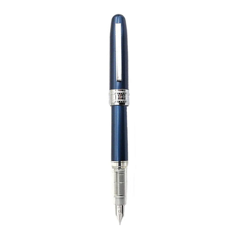 Platinum Plaisir Fountain Ink Pen With Ss Fine Nib, Blue Barrel, Cap, Anodized Aluminium Body With Shiny Surface, Black Ink Cartridge Included, Slip And Seal Cap Design.