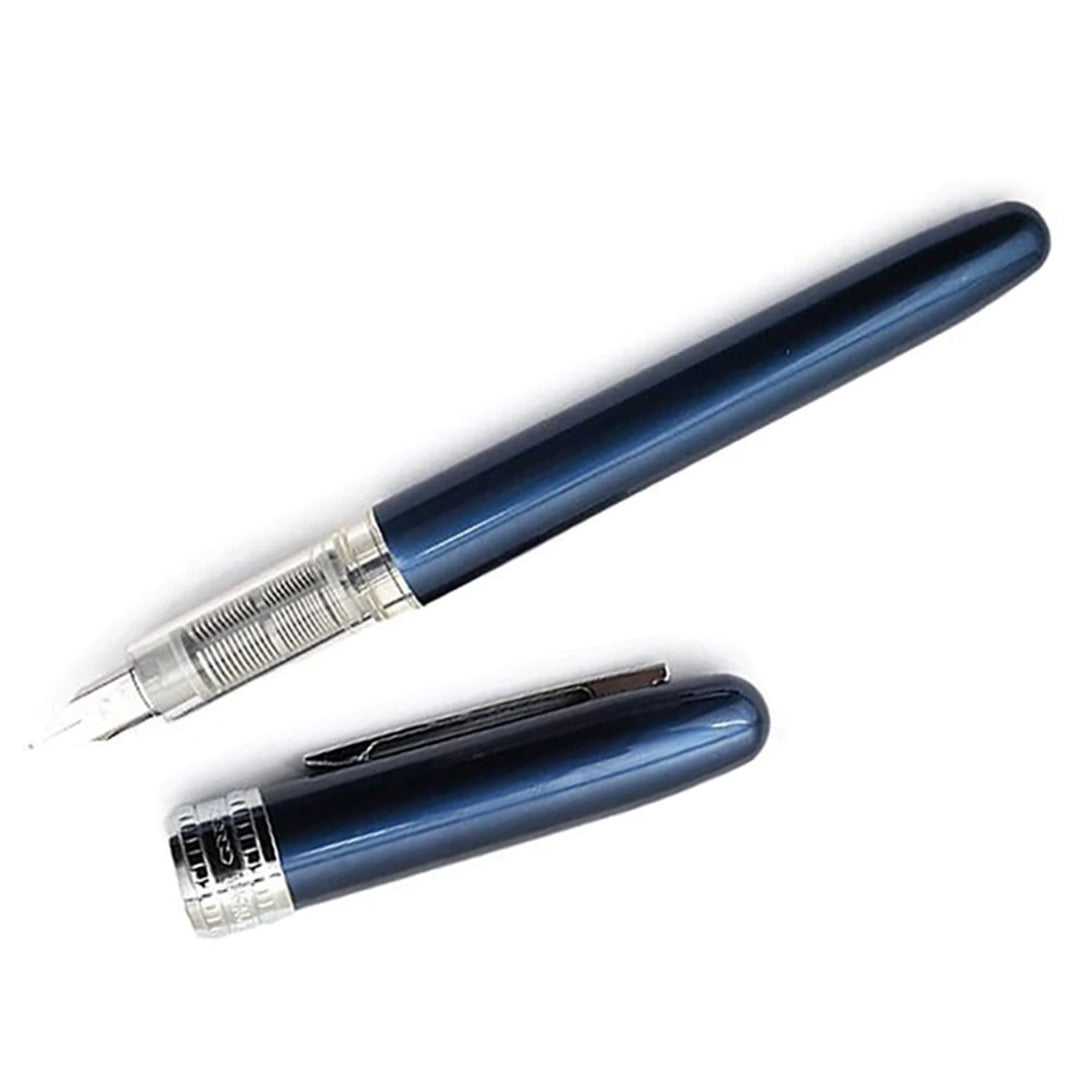 Platinum Plaisir Fountain Ink Pen With Ss Medium Nib, Blue Barrel, Cap, Anodized Aluminium Body With Shiny Surface, Black Ink Cartridge Included, Slip And Seal Cap Design.