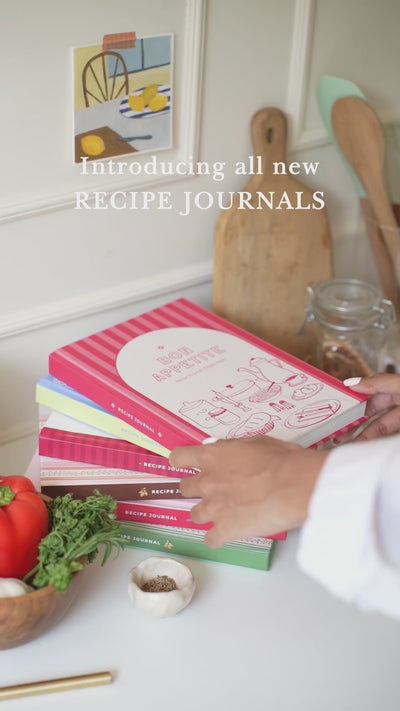 7mm Between the Lines | Recipe Journal | A5 Size | 4 Sticker Sheets | Hardbound and Laminated | Little Book of Recipes