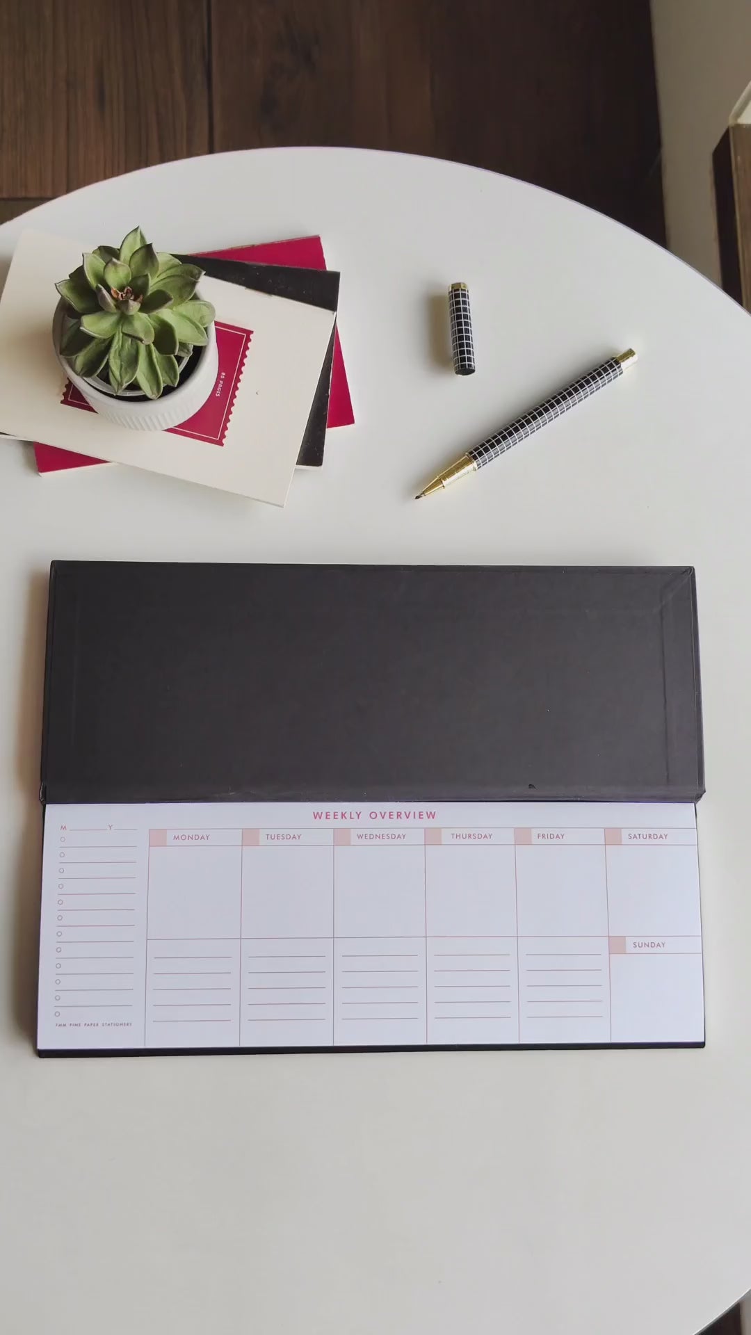 7mm Between the Lines | Undated Weekly Desk Planner | Charcoal | Printed Hardbound Notepad | 60 Leaves