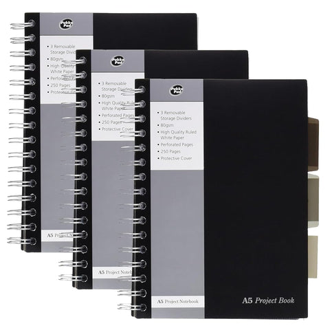 Pukka Pad | A5 | Project Book | Ruled | Silver | Pack of 3