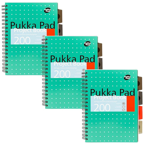 Pukka Pad | B5 | Subject Project Book | Ruled | Metallic Green | Pack of 3