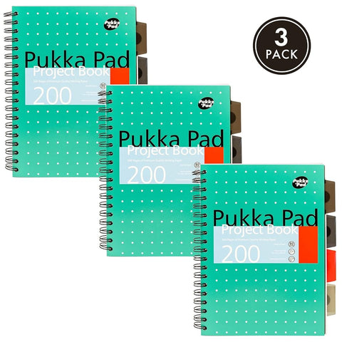 Pukka Pad | B5 | Subject Project Book | Ruled | Metallic Green | Pack of 3