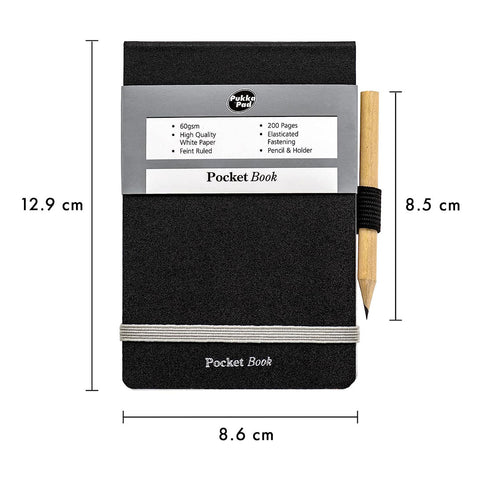 Pukka Pad | A7 | Pocket Book | With Pencil | Black