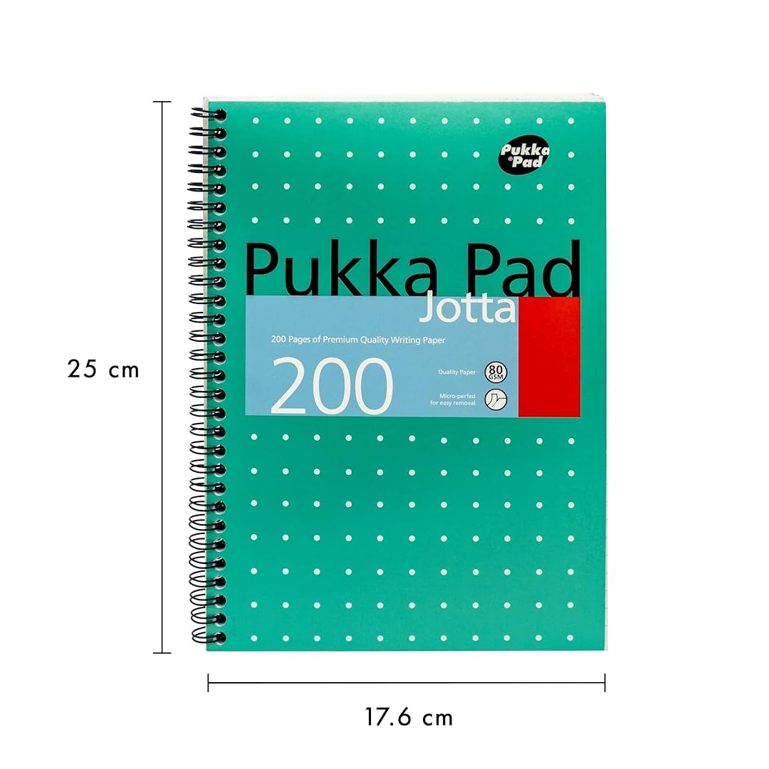 Pukka Pad | Metallic Range | Spiral Notebook | B5 | Ruled | Metallic Green | Pack of 3